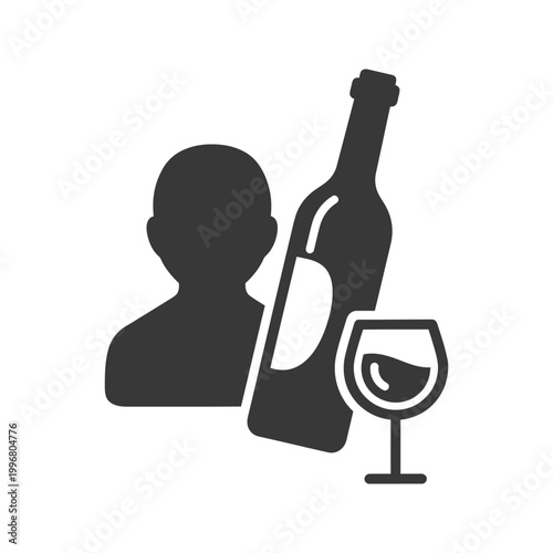 Wine bottle and glass set with corkscrew isolated on transparent background