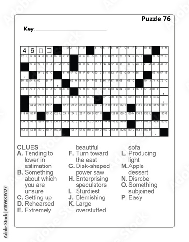 Acrostic Puzzle Game Template with Clues and Word Grid for Brain Exercise Acrostic Vol 3 Puzzle 76