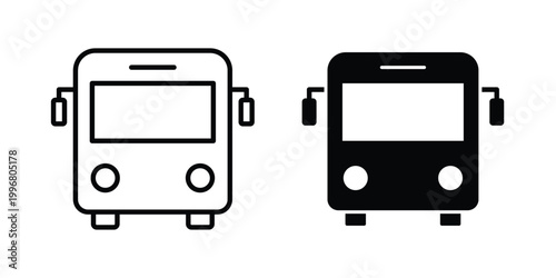 Bus icon design project. Editable clipart and line icons