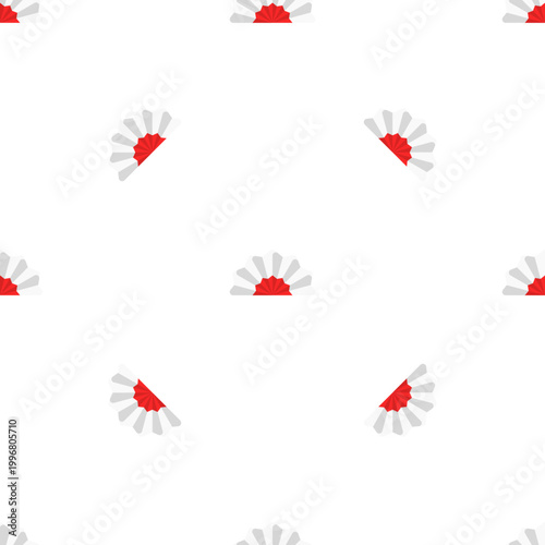 Seamless pattern of folding fans with red and white design isolated on transparent background