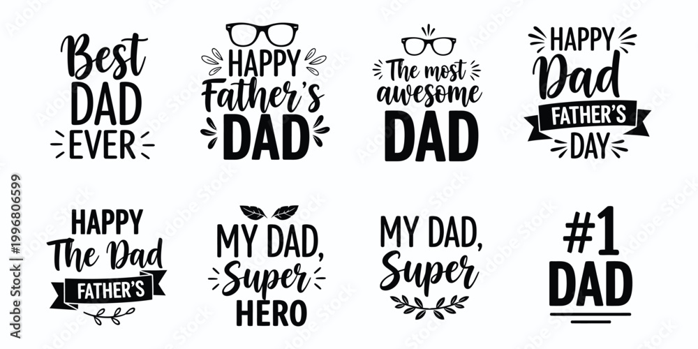 Fototapeta premium Collection of hand lettered father's day typography designs