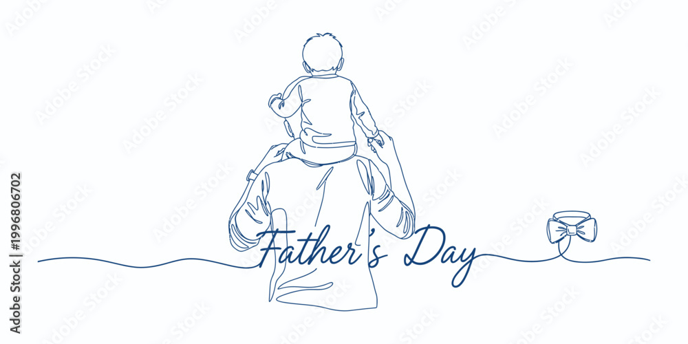 Obraz premium Sketch of a wine bottle with 'father's day' label and wine glass