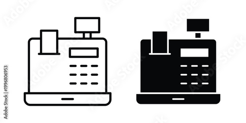 Cash register icon design project. Editable clipart and line icons