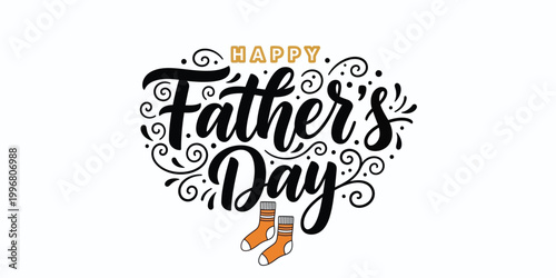 Elegant father's day calligraphy design with flourishes and decorative elements