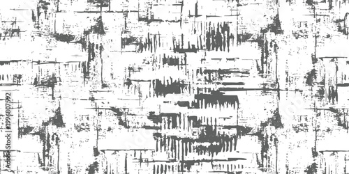 Abstract black and white pattern with rough hand drawn ink lines and messy textures