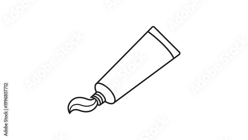 Toothpaste Tube Minimalist Black Line Vector Icon with Editable Stroke. Clean Outline Illustration for Dental Care, Oral Hygiene, Bathroom Essentials, and Personal Grooming. Scalable SVG Design.