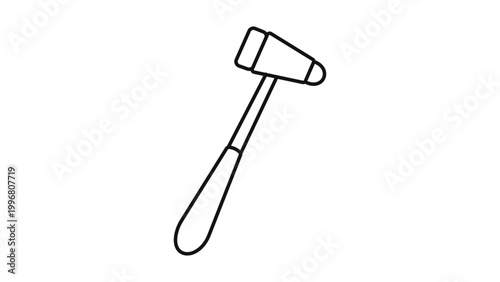 Minimalist Medical Reflex Hammer Vector Icon with Editable Stroke. Clean Black Line Illustration on White Background for Healthcare, Neurology Diagnostics, and Clinical Equipment Design.