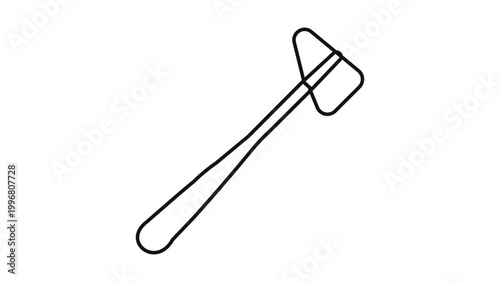 Reflex Hammer Medical Tool Vector Icon with Editable Stroke. Minimalist Black Line Illustration of a Taylor Hammer for Neurological Exams and Healthcare Diagnostics on a Clean White Background.