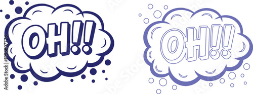 Comic book speech bubbles 'oh ' and 'omg ' illustrated exclamations
