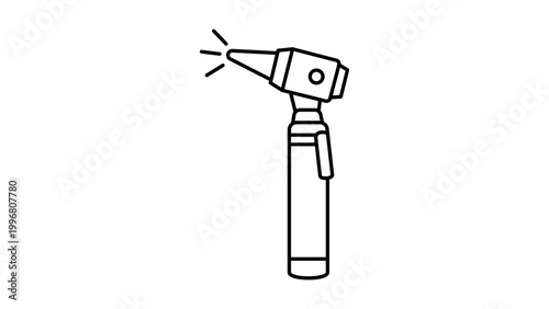 Minimalist Otoscope Vector Icon with Editable Stroke. Professional Medical Ear Examination Tool Illustration in Clean Black Line Art Style for Healthcare, Clinic, and Diagnostic Design Graphics.