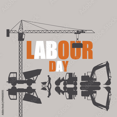 labour day construction equipment silhouette high quality
