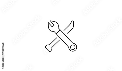 Repair Tools Line Icon, Crossed Wrench and Screwdriver, Maintenance Vector Illustration
