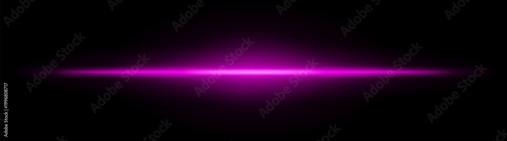 Obraz premium Neon laser beam. Magenta horizontal light streak with intense glow blur, radiant core line across dark background, minimal sci fi style, luminous flare effect, abstract energy wave, soft bloom aura.