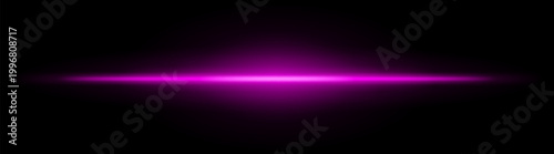 Neon laser beam. Magenta horizontal light streak with intense glow blur, radiant core line across dark background, minimal sci fi style, luminous flare effect, abstract energy wave, soft bloom aura.