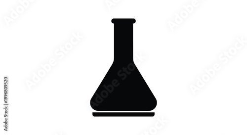 A black silhouette of a conical flask representing science and laboratory equipment silhouette
