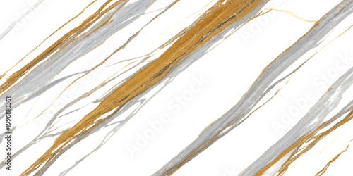 Abstract marble stone texture with diagonal golden grey and white veins pattern