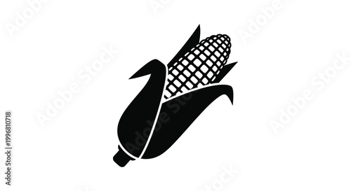 A striking black silhouette of corn on the cob a harvest symbol silhouette