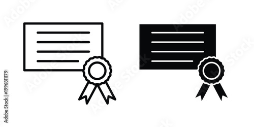Diploma icon design project. Editable clipart and line icons