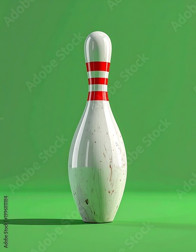 Bowling Pin Isolated on Green Background.