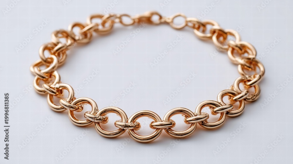 Obraz premium Elegant Gold Chain Bracelet on White Background