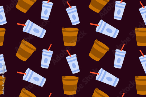Drink Coffee Fastfood Seamless Pattern
