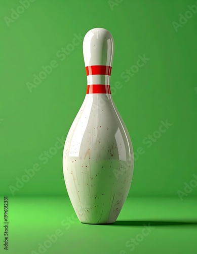 Bowling Pin Isolated on Green Background.