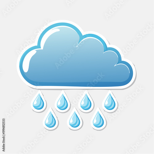 Cartoon cloud raining water drops