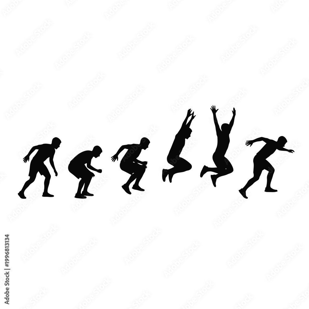 Obraz premium People in various jumping motion poses.