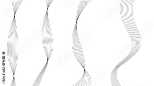 Fluid Grayscale Digital Waves Forming Elegant Abstract Ribbons on a Clean White Background Design