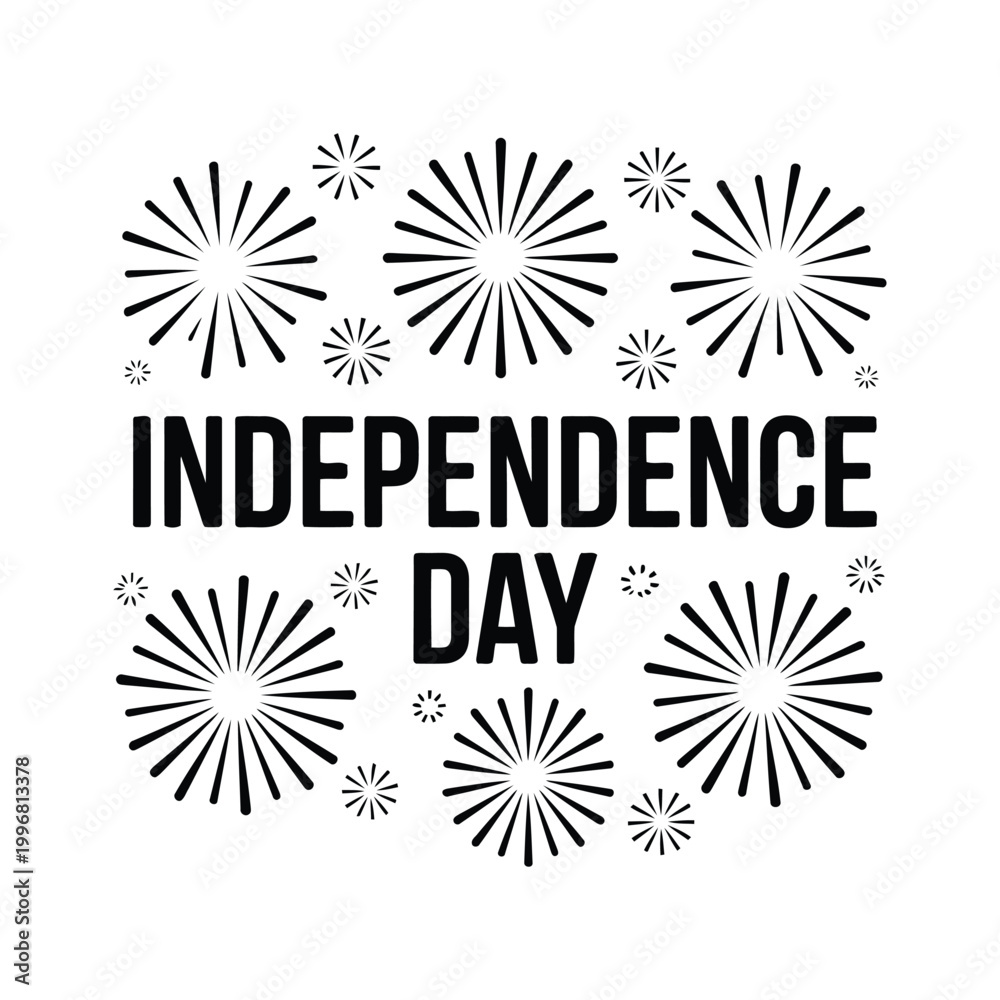 Obraz premium Independence day typography with fireworks for patriotic celebrations.