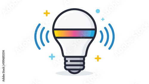 Foto Smart LED light bulb vector icon illustration