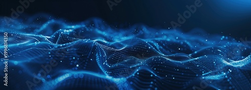 Abstract Blue Energy Waves: A captivating display of abstract blue energy waves undulate gracefully, shimmering with intricate patterns and light.