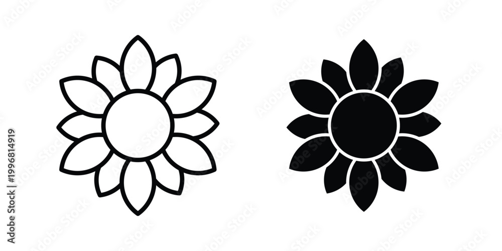Fototapeta premium Flower icon design project. Editable clipart and line icons