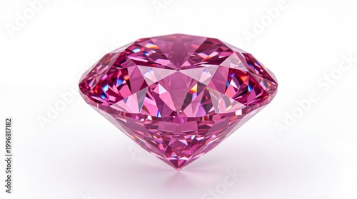 Shiny pink diamond gemstone with brilliant facets