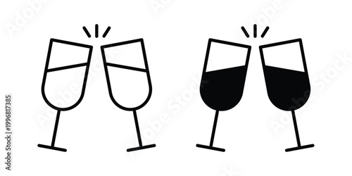 Glass-cheers icon design project. Editable clipart and line icons