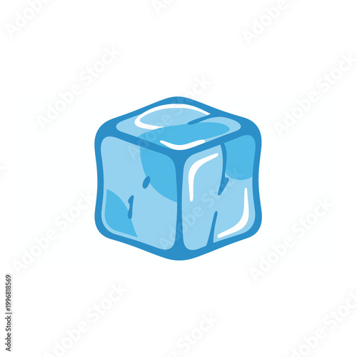 Single clear ice cube illustration