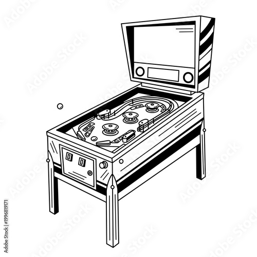 Classic Pinball Machine Illustration.