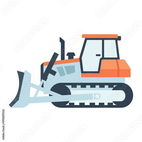 Orange and blue crawler dozer illustration