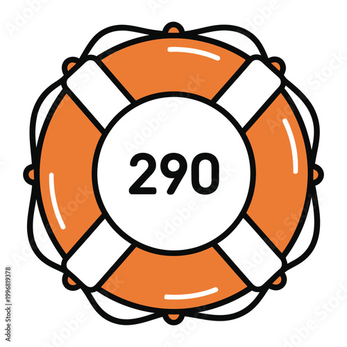 Orange and white life ring icon for safety