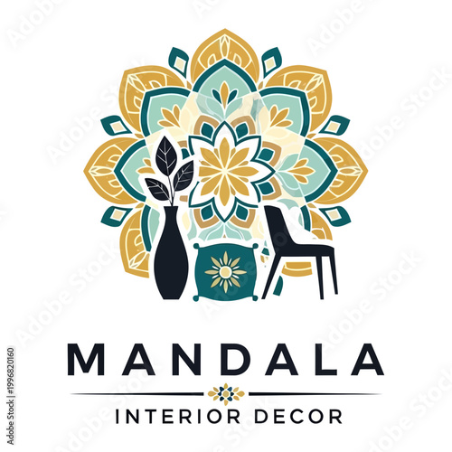 Elegant mandala logo design for interior decor and home styling