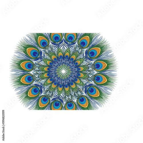 Peacock feather mandala graphic design