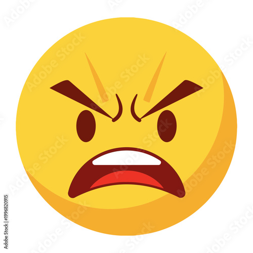 Angry yellow emoji face with furrowed brows