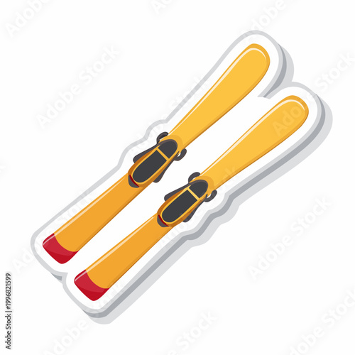 Pair of Yellow Skis with Black Bindings