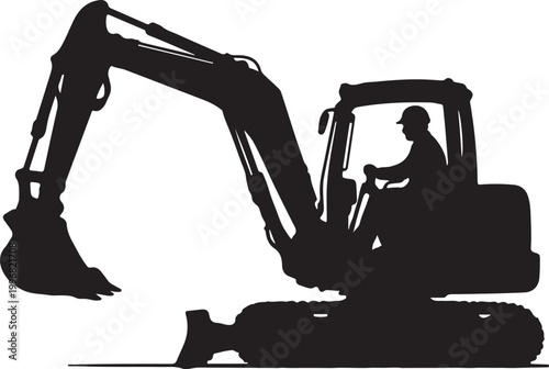 Industrial Worker Silhouette Collection – Construction, Teamwork and Machinery Concept Isolated on White Background