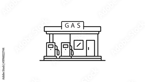 Canvas-taulu Minimalist Gas Station Vector Icon with Editable Stroke