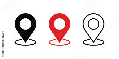 Map pin location icons modern navigation marker symbols vector illustration isolated white background design graphic