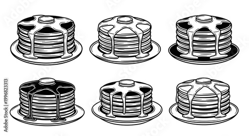 Stack of Pancakes with Syrup Illustration.