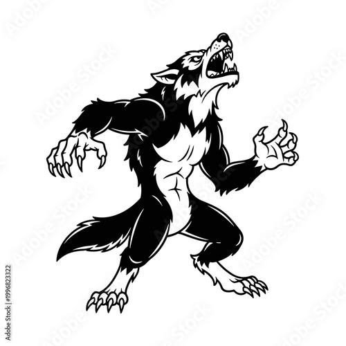 Howling Werewolf Creature Illustration.
