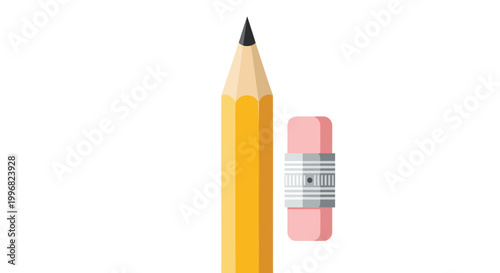 Pencil, Eraser, Stationery, Office Supplies, Vector Icons