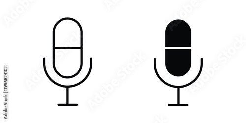 Microphone icon design project. Editable clipart and line icons